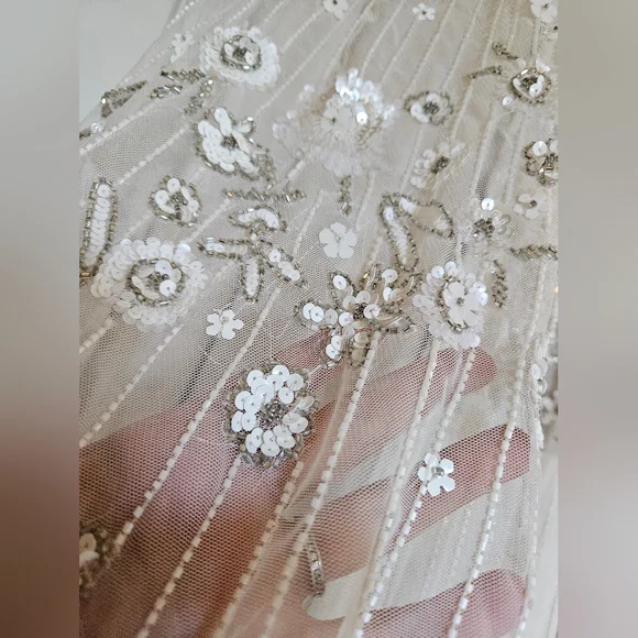 Ivory & White Beaded Gown - Picture 7 of 16